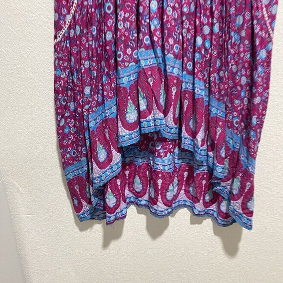 Aura Boho Gypsy Peasant Flowy High Low Maxi Dress Multicolor Size Medium - Picture 12 of 15